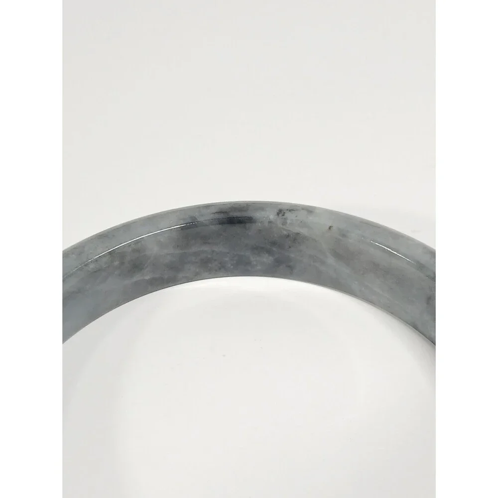 Natural Jadeite Jade Bangle Bracelet Dark Grey 2.5